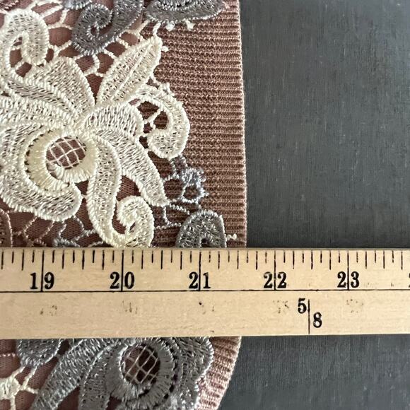 Catherine Malandrino Sweater Womens Small Brown Floral Lace Knit Crew Neck - Picture 7 of 8
